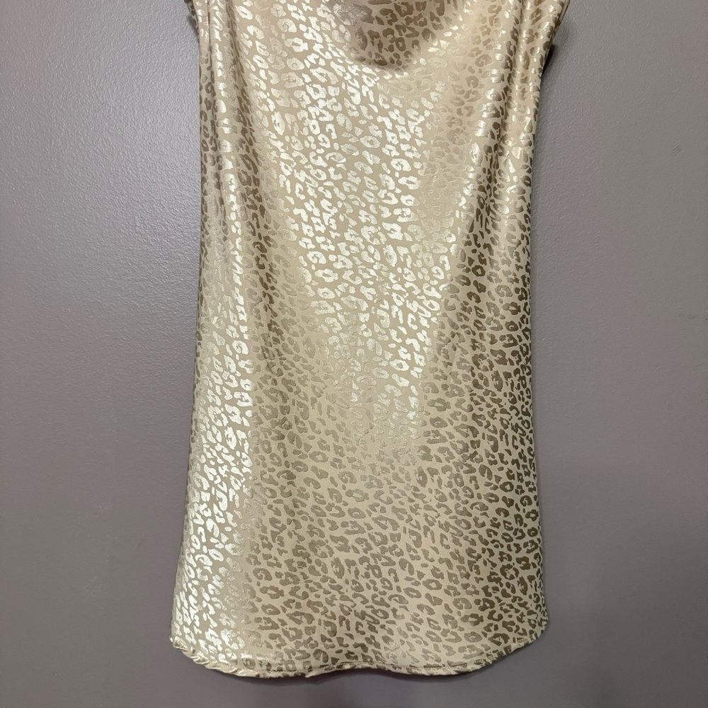 NWT Audrey 3+1 Cowl Neck Satin Jacquard Animal Print Mini Slip Dress Size Medium - Picture 4 of 8